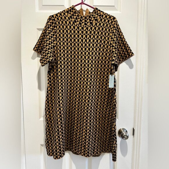 NWT Anthropologie 1X Plus Size The Nina Short-Sleeve Mock-Neck Mod Mini‎ Dress - Picture 11 of 12